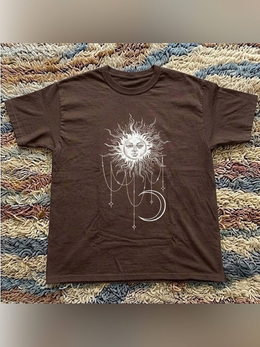 Vintage Brown Sun & Crescent Moon Graphic Tee